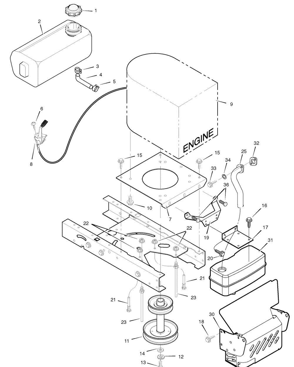 Engine Mount Diagram and Parts List for 425624X190A-552547 2006 Briggs and Stratton Lawn Tractor